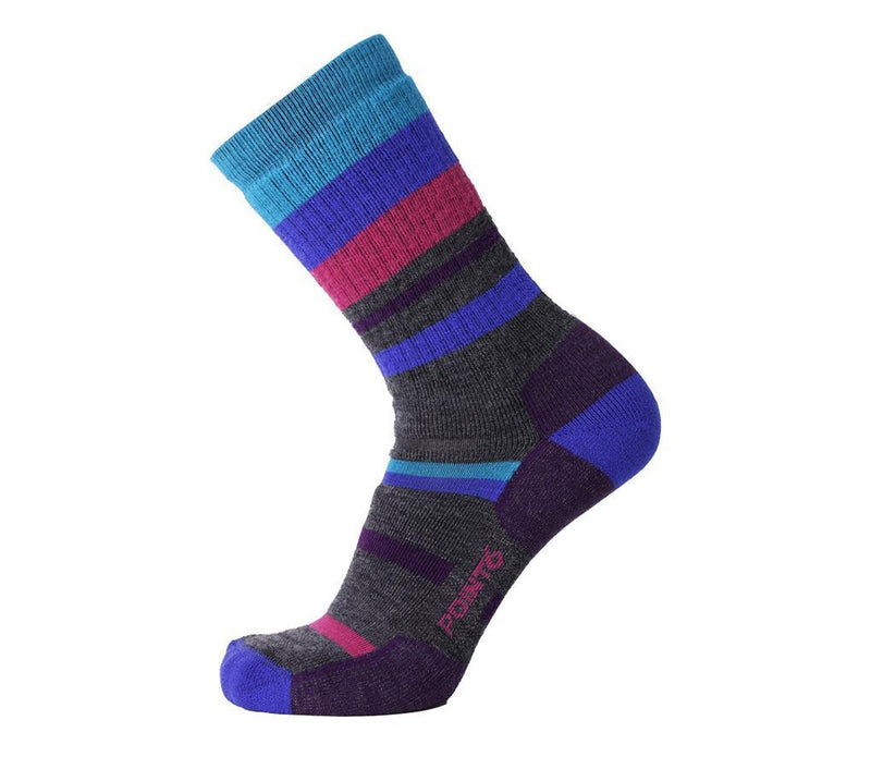 Point6 Merino Hiking Mixed Stripe Medium Crew Socks